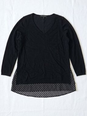 Lane Bryant V-Neck Tunic with Black-and-White Polka Dot Hem